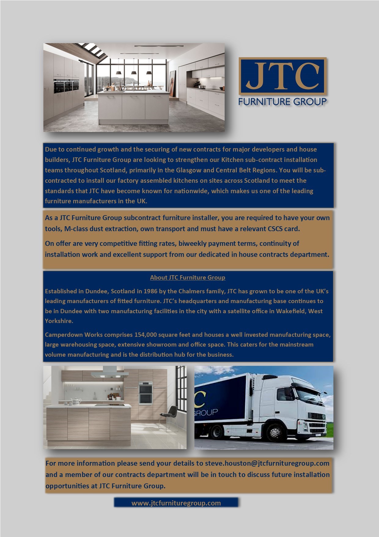 Subcontract Kitchen Installers in the Glasgow and Central Belt regions.